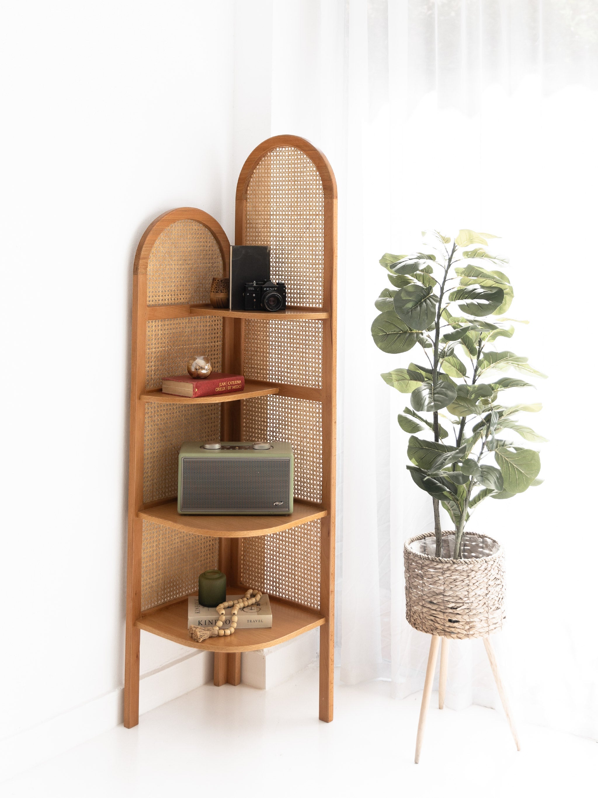 Rattan Corner Shelf