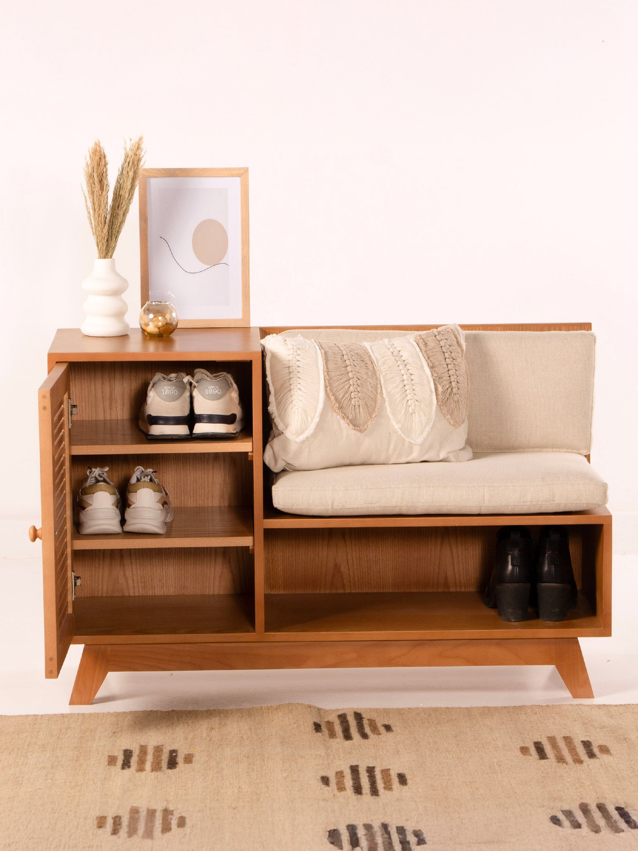 Slatted Shoe Storage Bench