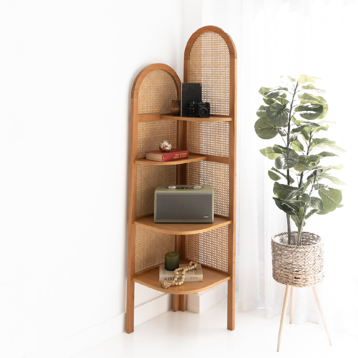 Rattan Corner Shelf
