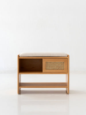 Simple Rattan Shoe Bench