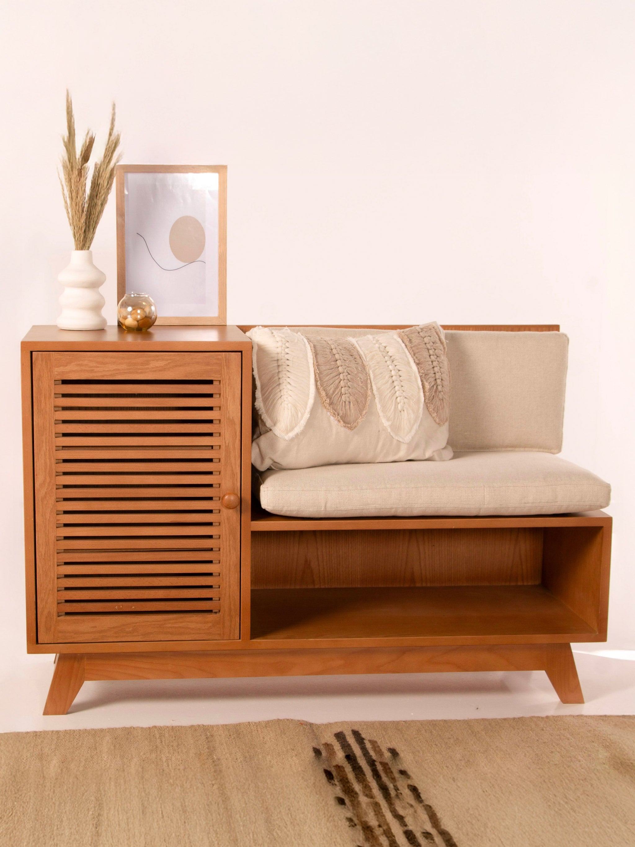 Slatted Shoe Storage Bench