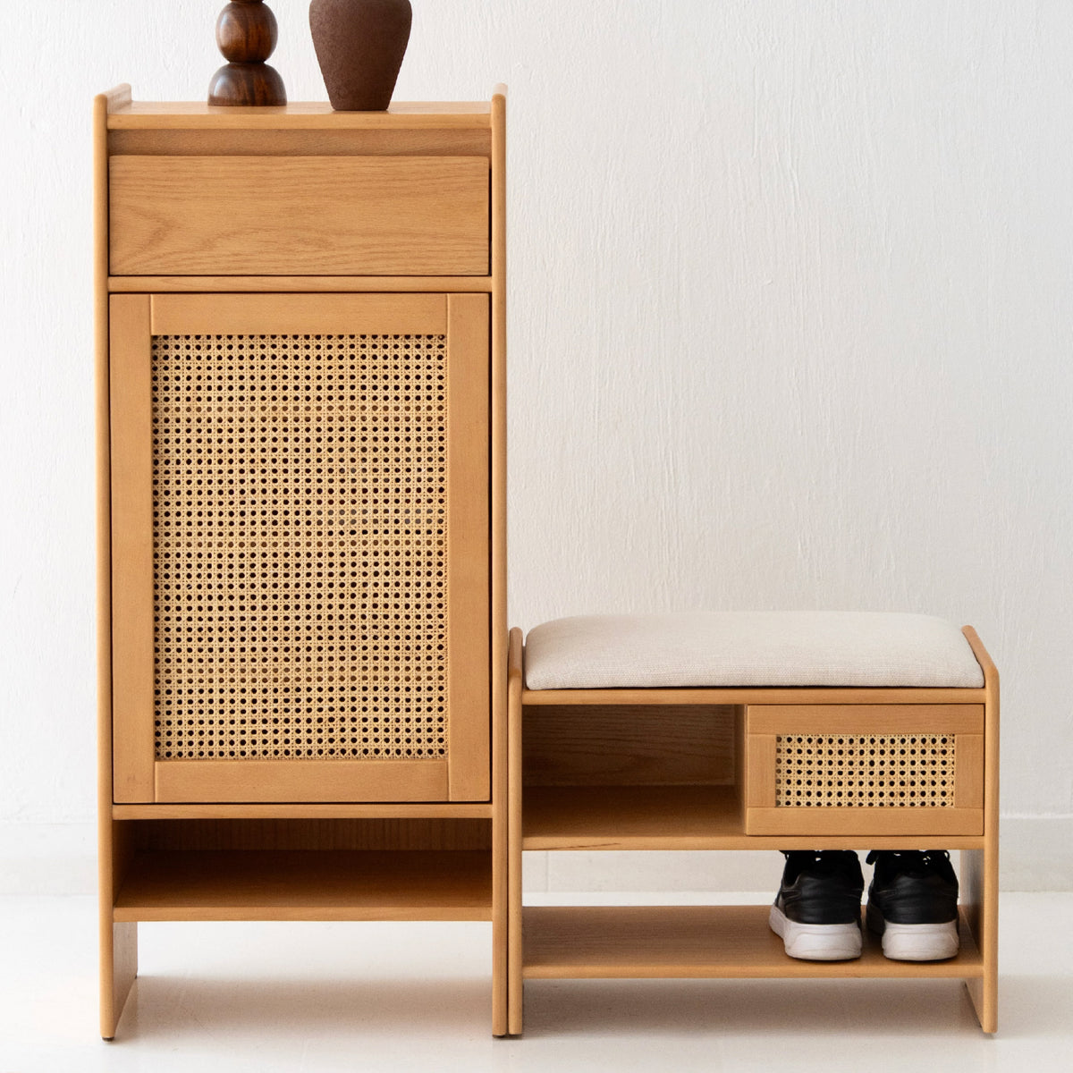 Simple Rattan Shoe Storage Set