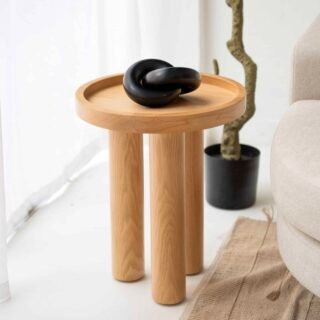 Delta Round Side Table made of beech wood with a smooth polyurethane finish