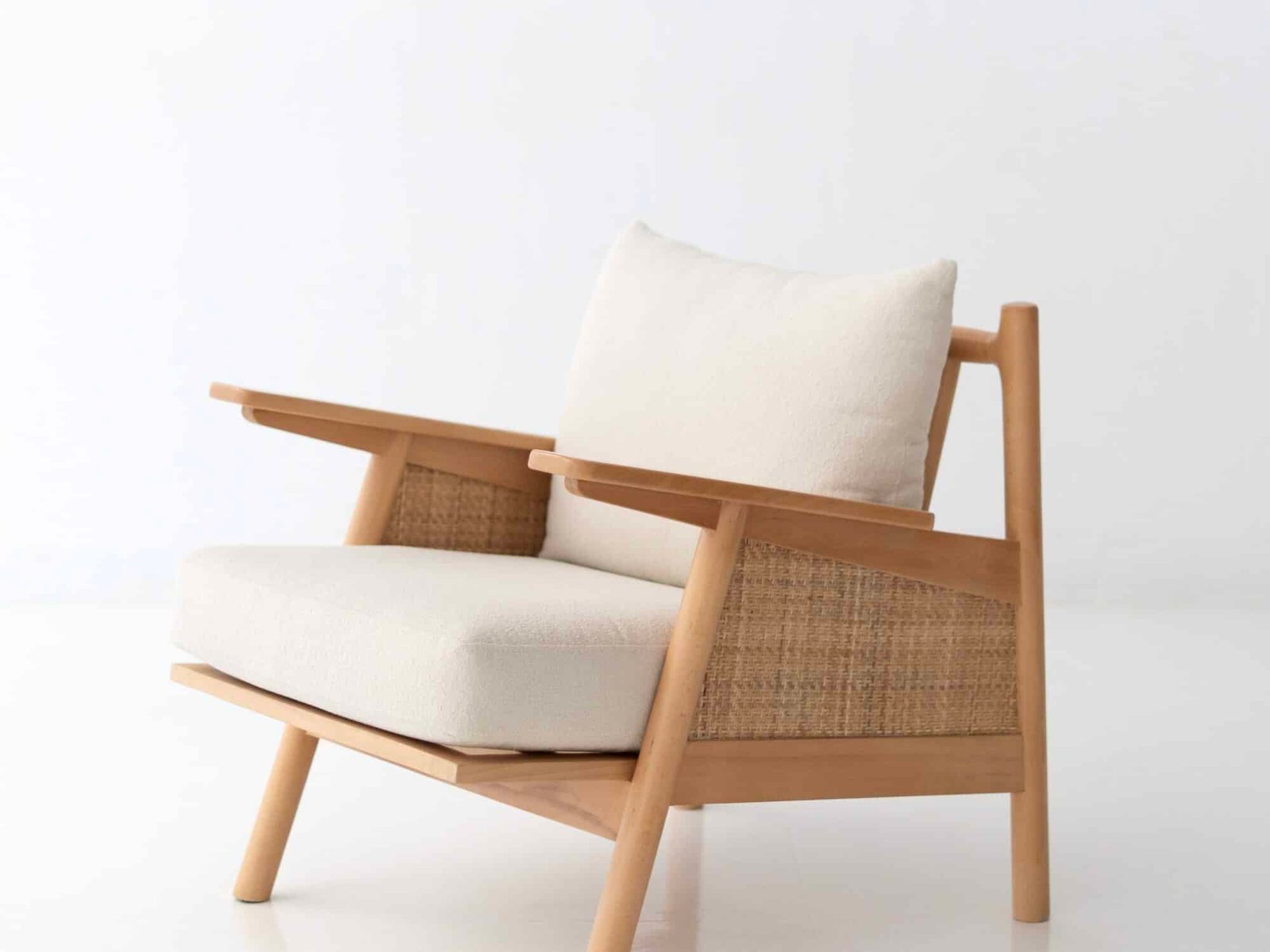 Best Olivier Arm Chair beech wood natural rattan plush soft sponge 71x66x77 cm